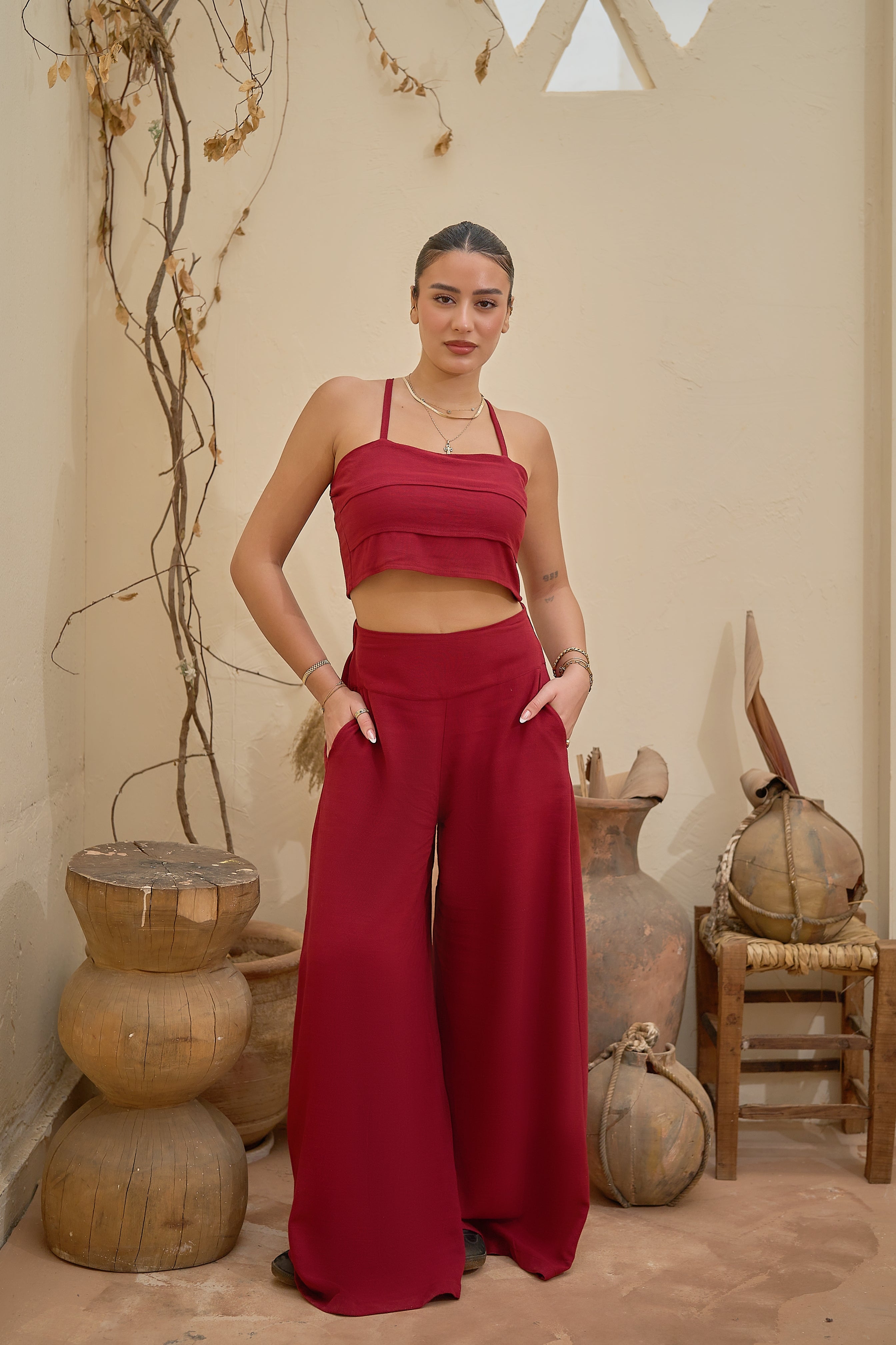 Burgundy Crop Set by AYQ?NI